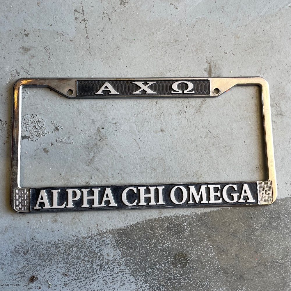 Alpha chi omega license plate frame